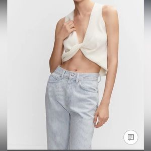 Mango Straight Leg Striped Jeans